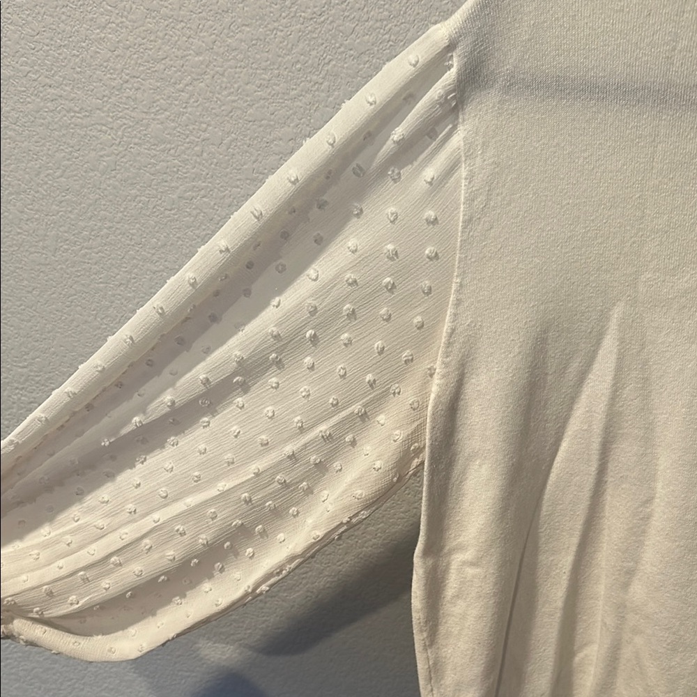 Cece Cream Lightweight Sweater With Sheer Polka D… - image 6